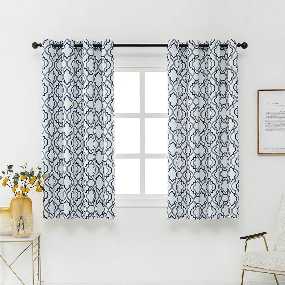 60% OFF Reepow Blue Grey Moroccan Blackout Curtains for Bedroom 2 Panels, Thermal Insulated Grommet