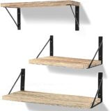 50% OFF Floating Shelves Wall Mounted Set of 3, Rustic Wood Wall Hanging Shelves