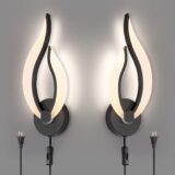 56% OFF Pasoar Modern LED Wall Lamps for Bedrooms Set of 2 Black Plug in Wall Light Fixtures