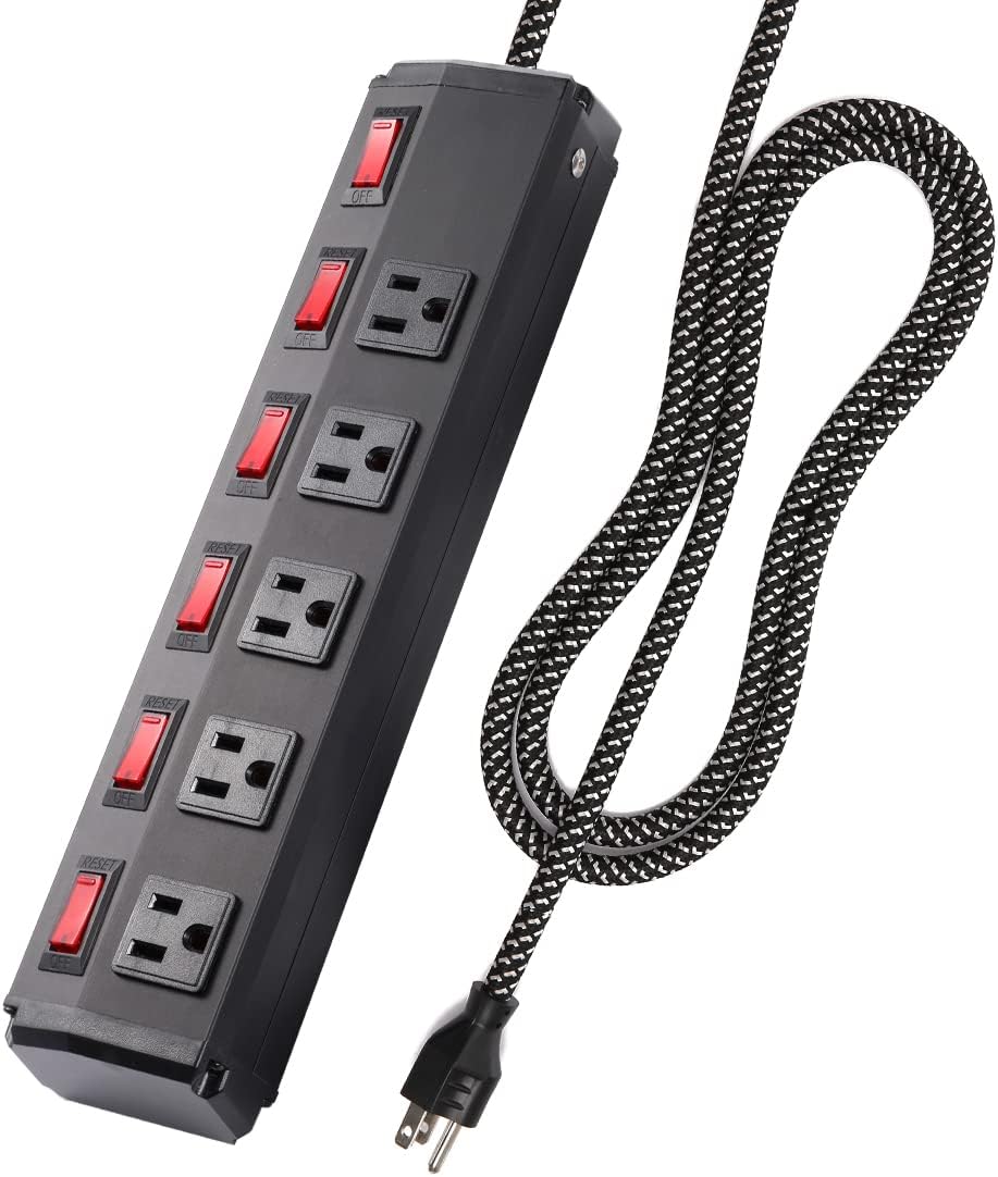 50% OFF Metal Power Strip Surge Protector with 14 AWG Long Extension Cord