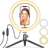 58% OFF Ring Light, Ring Light for Makeup 10″, Ring Light with Stand and Phone Holder