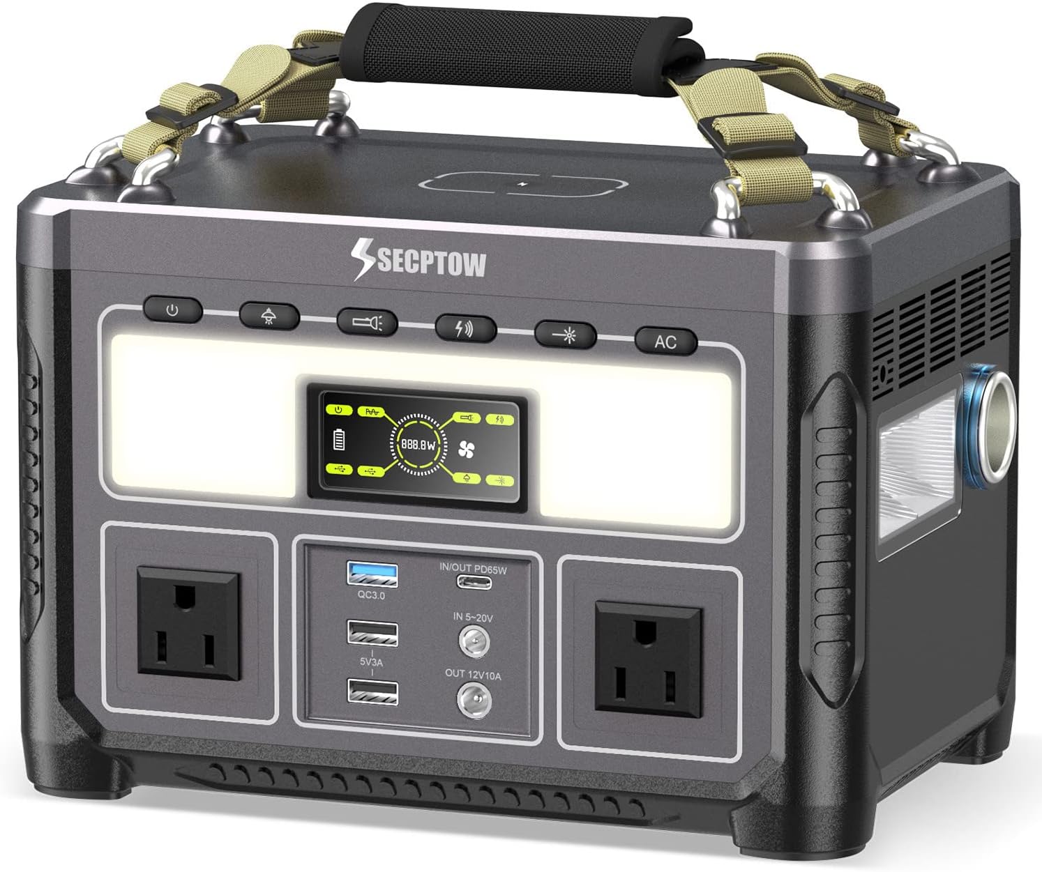 58% OFF HSECPTOW Portable Power Station, 300Wh Battery Backup w/ 2 x 600W (Peak 1200W)