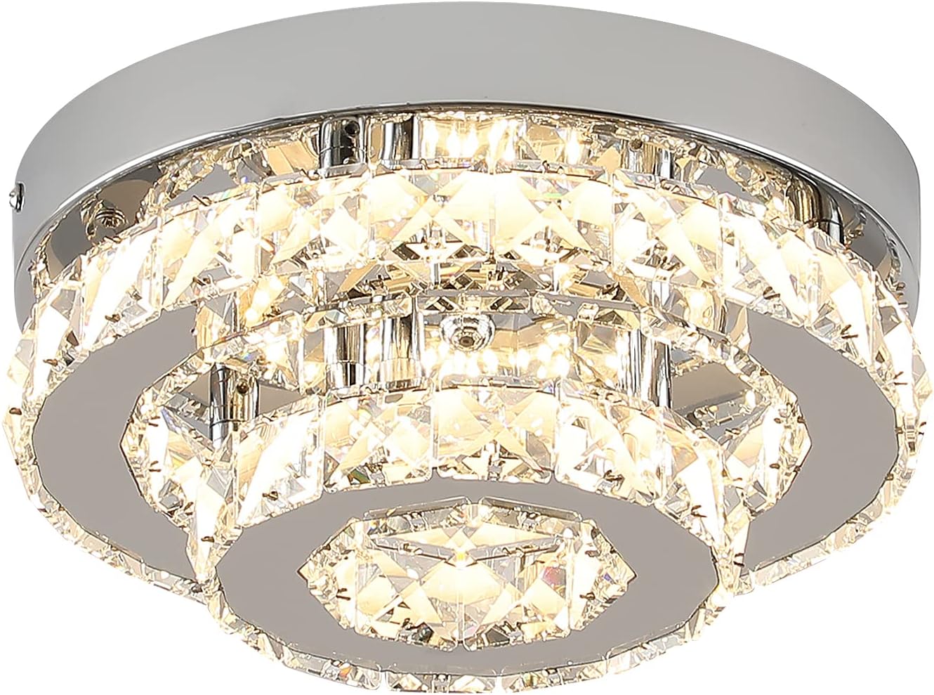 55% OFF  Mini Crystal Chandeliers for Dining Room Lighting Chrome LED Ceiling Light 9.8″