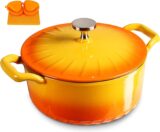 50% OFF MGKKT Enameled Cast Iron Dutch Oven with Lid, Enamel Pot with Loop Handles