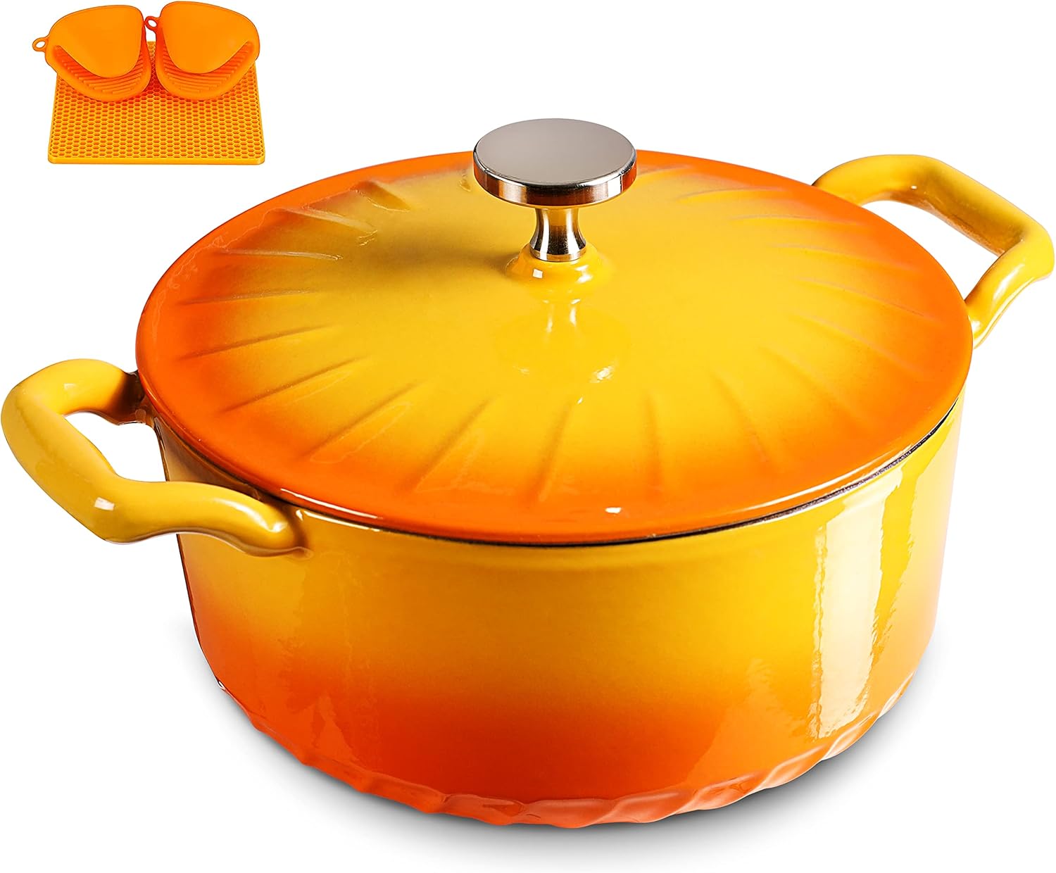 50% OFF MGKKT Enameled Cast Iron Dutch Oven with Lid, Enamel Pot with Loop Handles