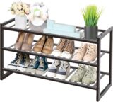 50% OFF Shoe Rack Bamboo, Stackable Shoe Organizer,3 Tier Shoe Storage