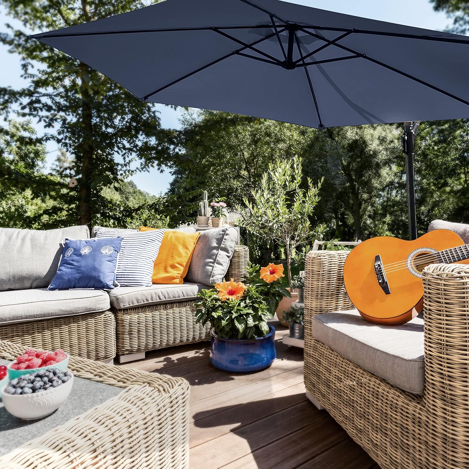 50% OFF FRUITEAM 10FT Patio Offset Umbrellas Cantilever Umbrella, Large Hanging Market Umbrella Large