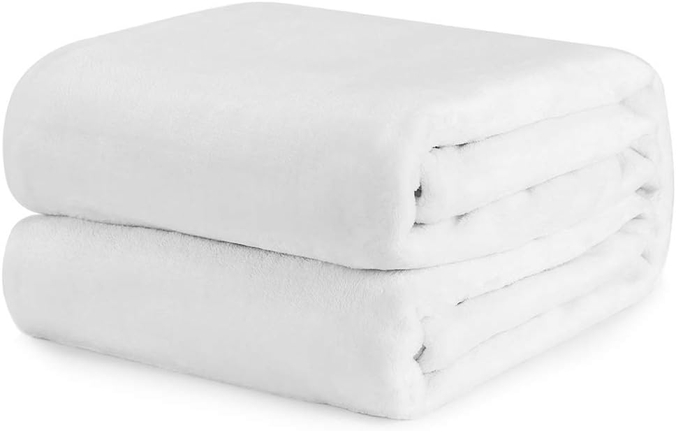 70% OFF Wemore Fleece Blanket Throw, White Lightweight Blanket for Couch, Bed, Camping, Travel