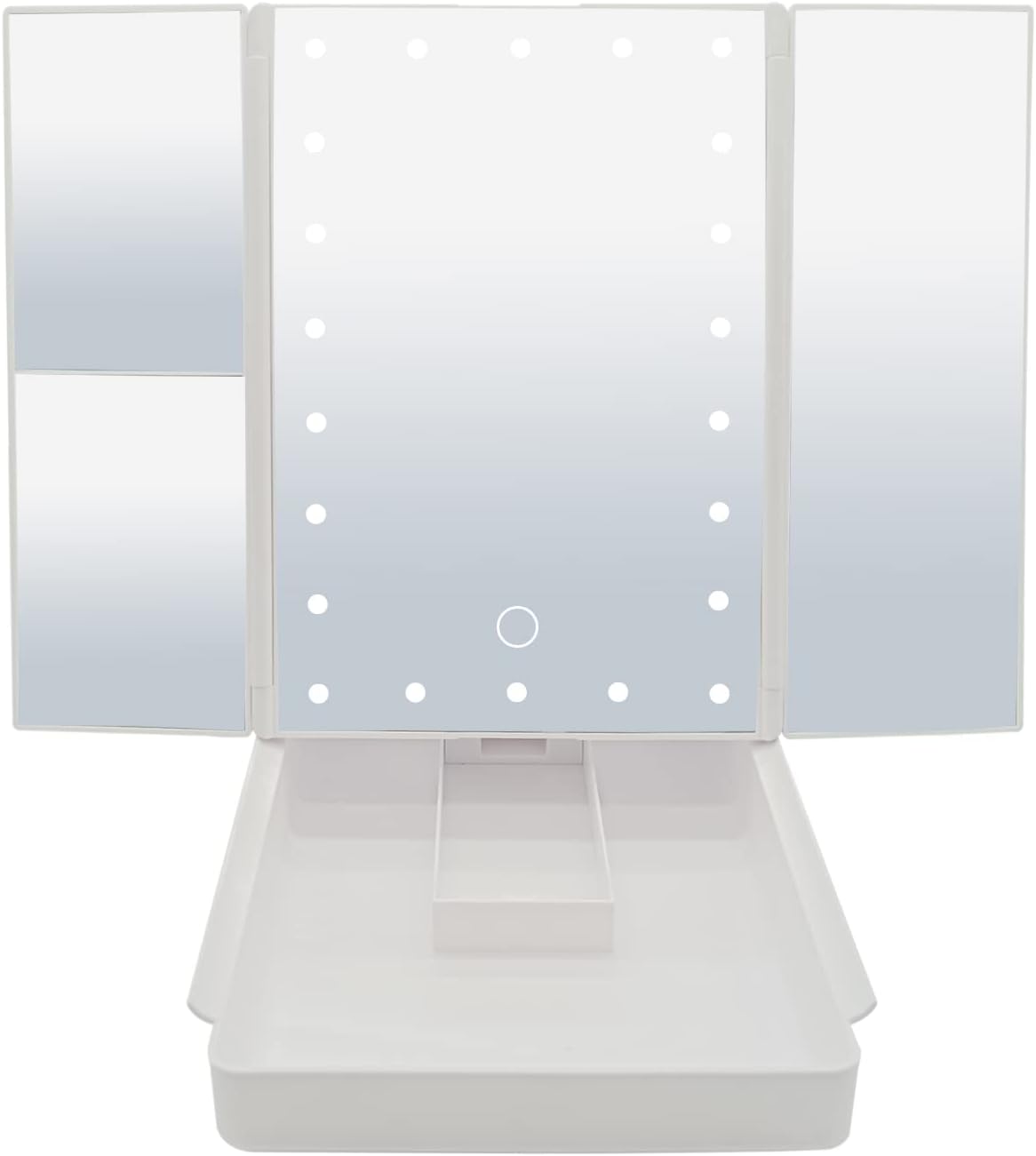 50% OFF Makeup Mirror with Light, 1x/2x/3x Magnifying Tri-Fold Makeup Mirror, Dual Power