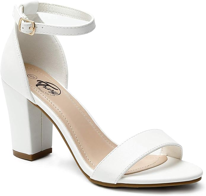 50% OFF Trary Low Black Heels for Women, Ankle Strap Chunky Heels for Women