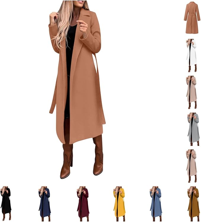 70% OFF Long Trench Coats for Women Casual Solid Fall Winter Long Sleeve Cardigan Nizi Coats
