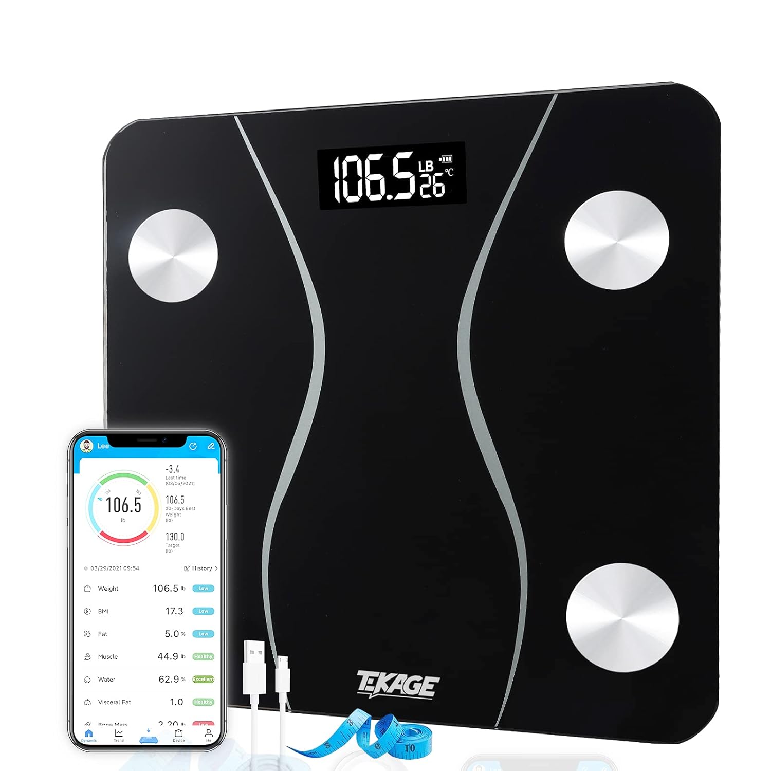 50% OFF Tekage Smart Digital Bathroom Scales Bluetooth Body Fat Scale Wireless BMI Weight Scale