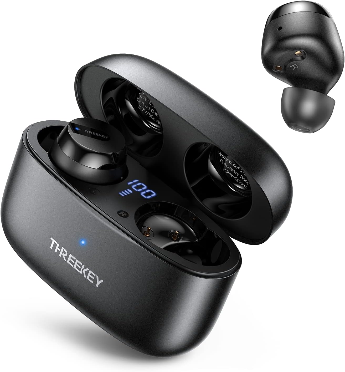 50% OFF Wireless Bluetooth Earbuds, THREEKEY Wireless Headphones with Led Display