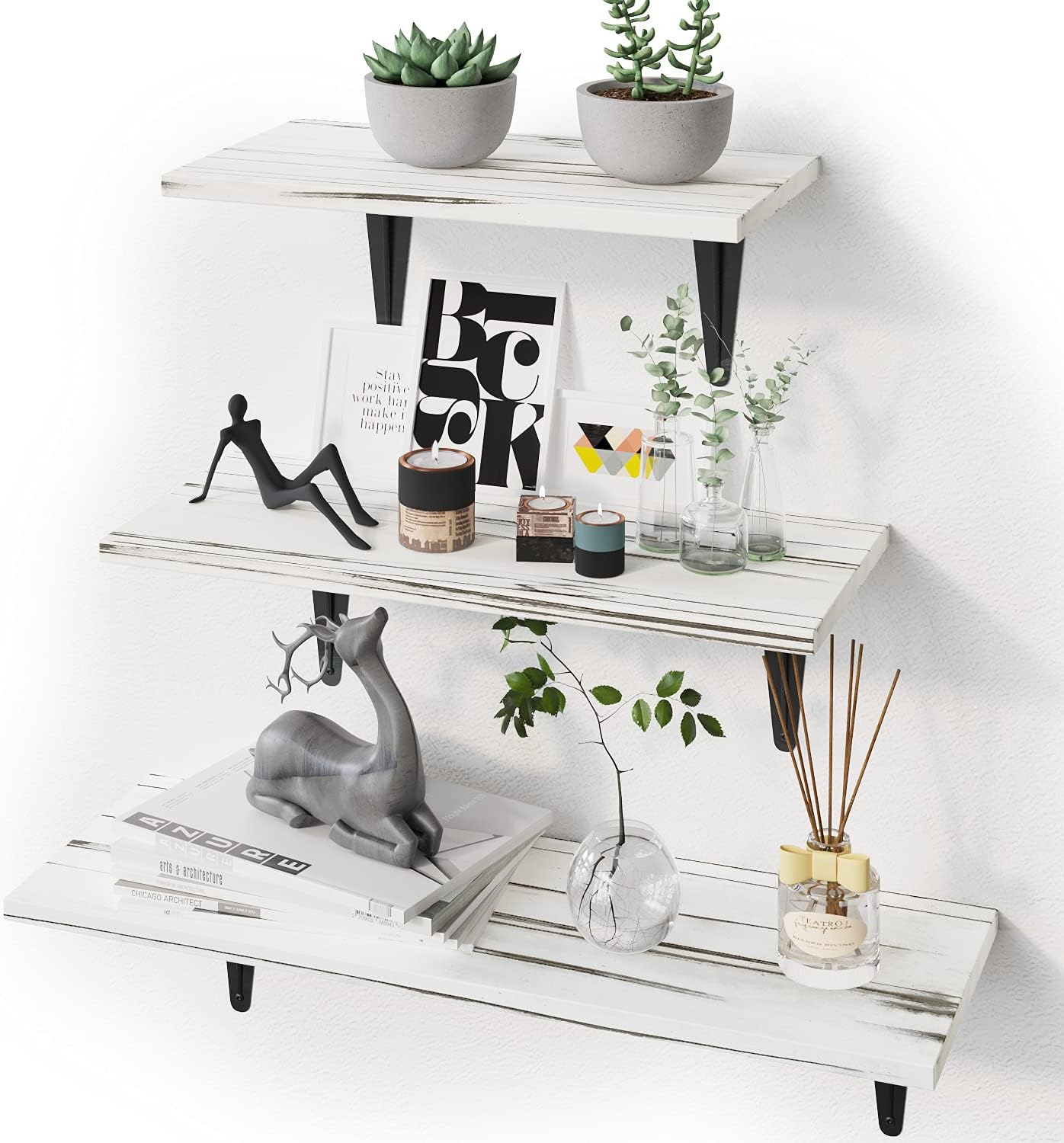 50% OFF BAMEOS Floating Shelves, Rustic Wood Wall Storage Shelves