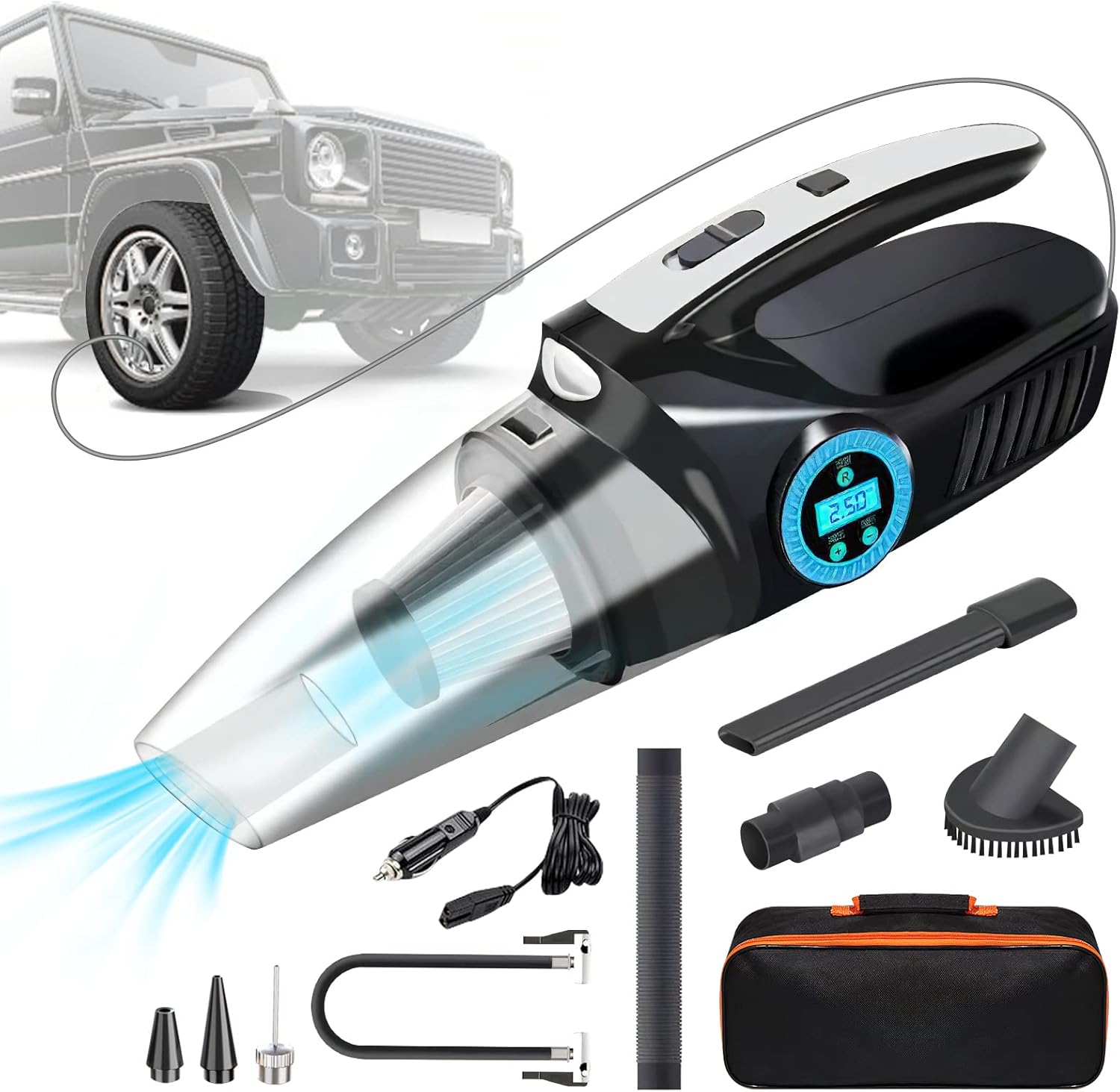 50% OFF Portable Car Vacuum Cleaner, Rechargeable 4-in-1 Car Vacuum Cleaner
