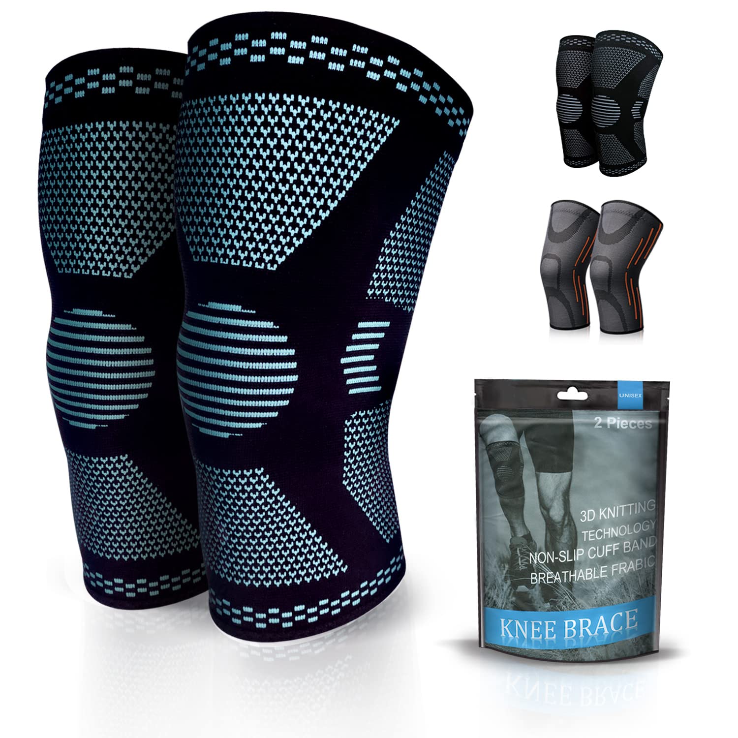 50% OFF 2 Pack Knee Compression Sleeve – Knee Brace for Men & Women