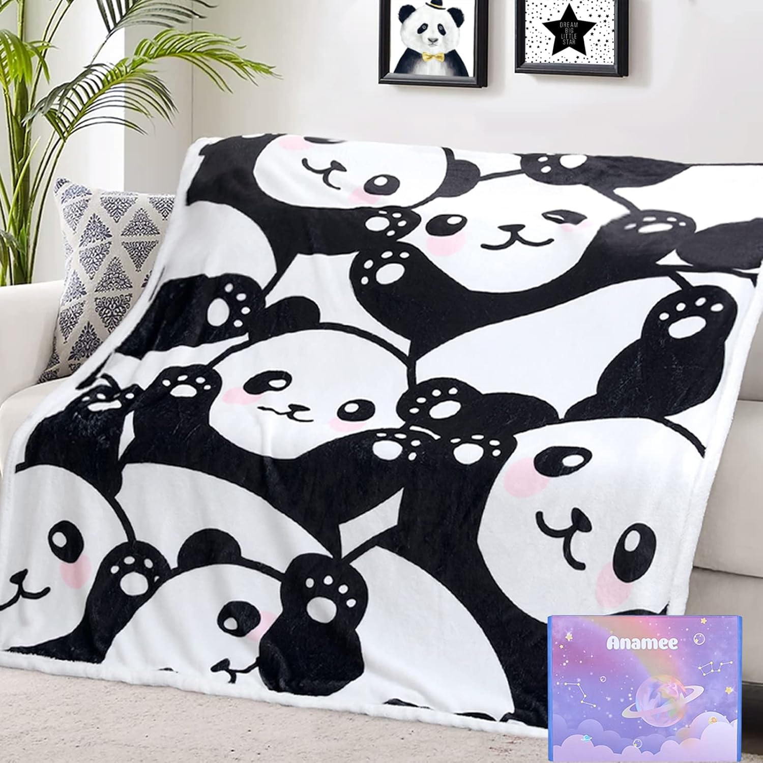 50% OFF Anamee Panda Blanket, Cute Panda Throw Blanket Warm Soft Flannel Blankets
