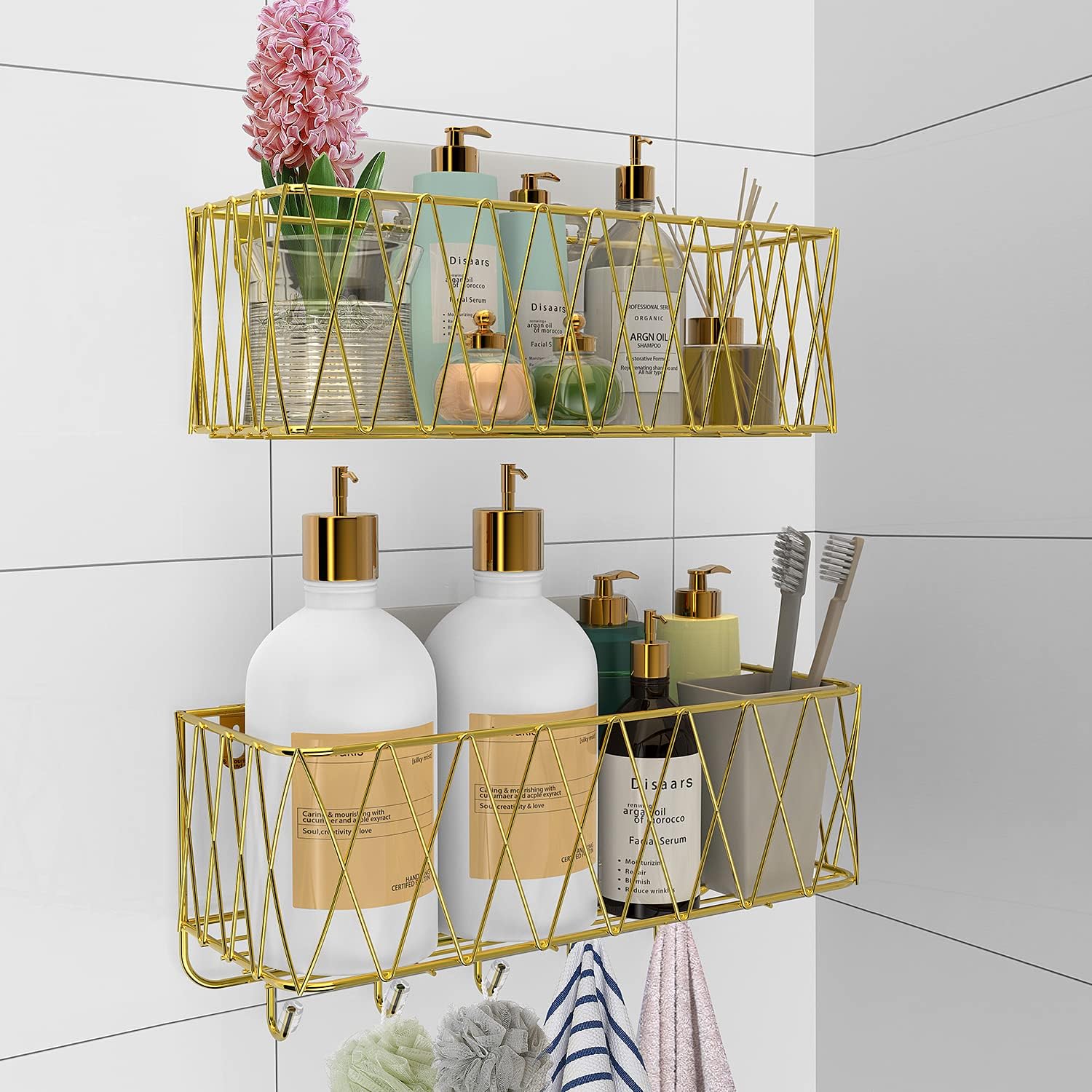 50% OFF Iperlife Adhesive Shower Caddy Basket Shelf, Bathroom Shampoo Organizer Shelves