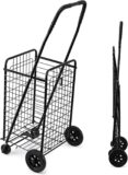 50% OFF Folding Shopping Cart,Grocery Utility Shopping Cart with Swivel Wheels