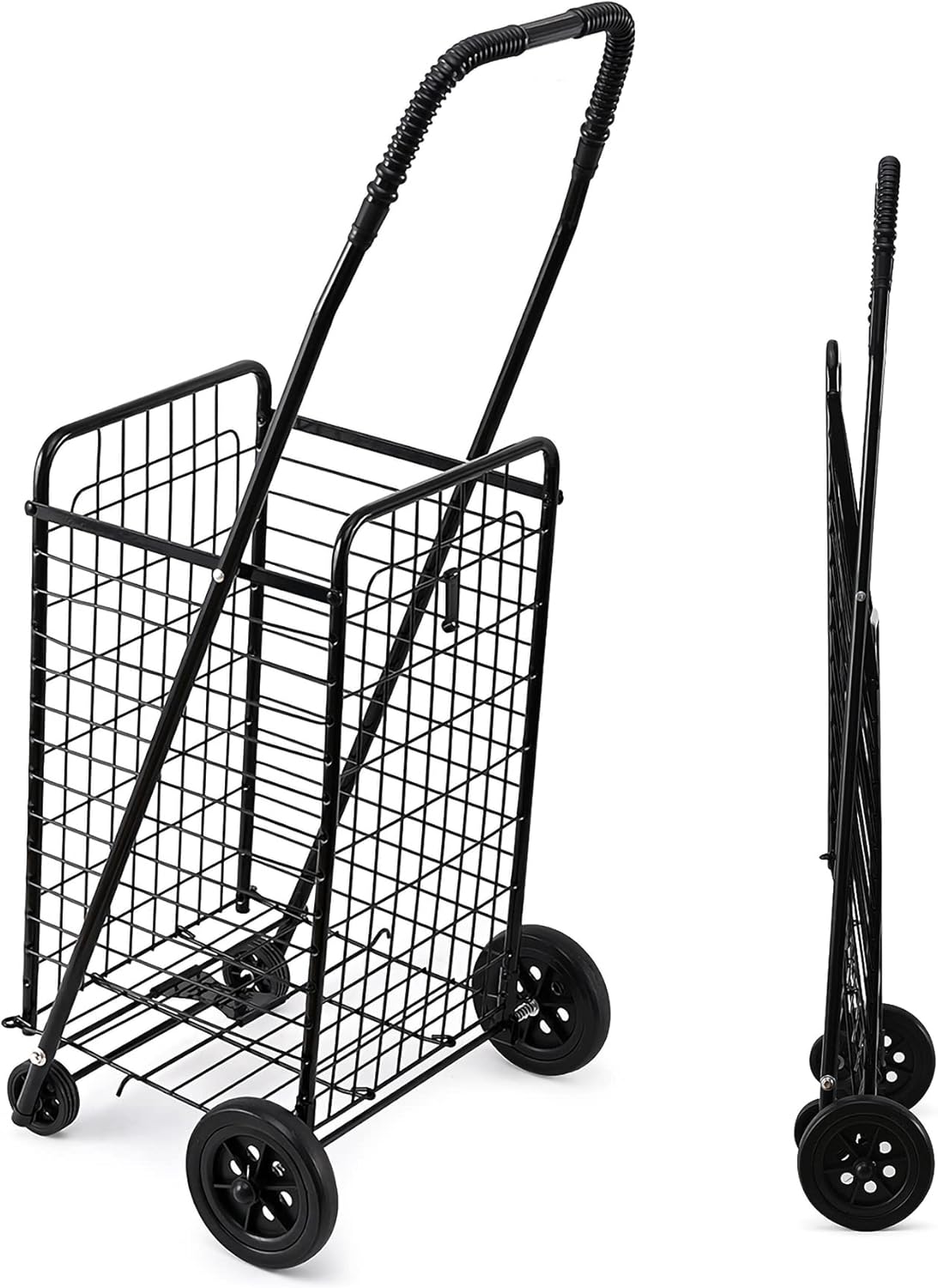 Folding Shopping Cart,Grocery Utility Shopping Cart with Swivel Wheels