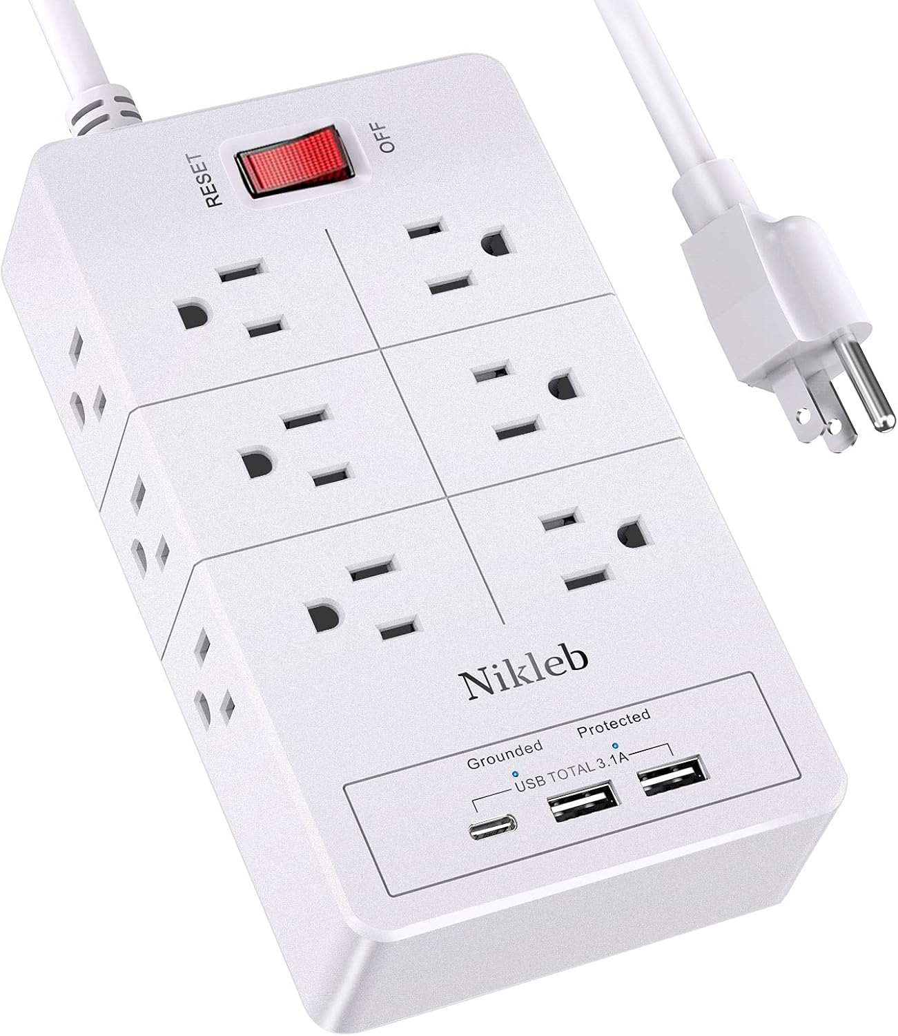 50% OFF Power Strip 15 in 1Nikleb, Extension Cord with Multiple Outlets
