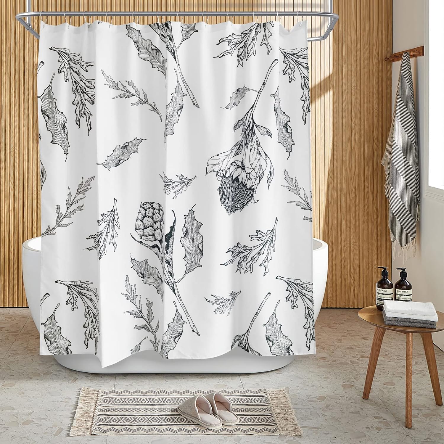 60% OFF AOSKY Shower Curtain Polyester Fabric Printed Shower Curtain for Bathroom
