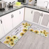 50% OFF U’Artlines Sunflower Kitchen Mats Set of 2 Non Slip Kitchen Rugs and Mats Rubber Backing