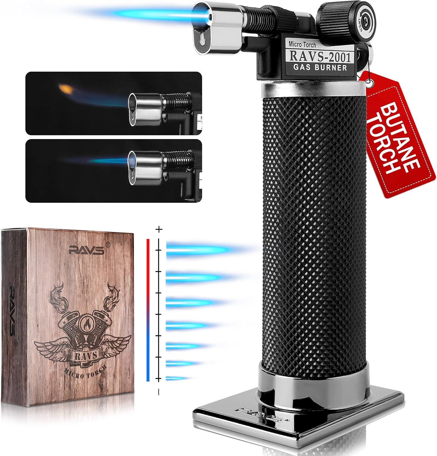 50% OFF Ravs Butane Torch, Refillable Kitchen Torch Lighter, Blow Torch with Safety Lock