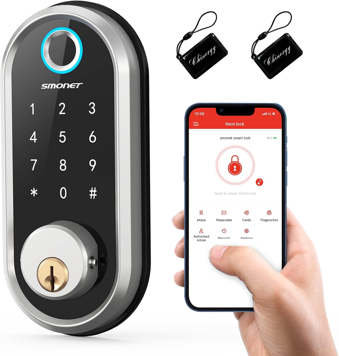 70% OFF Smart Lock, SMONET Keyless Entry Door Lock Fingerprint Door Lock with Keypads