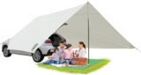 50% OFF LAZZO 14 x 17FT Camping Tent Tarps with Poles Portable Car Awning Sun Shelter SUV Tailgate Shade