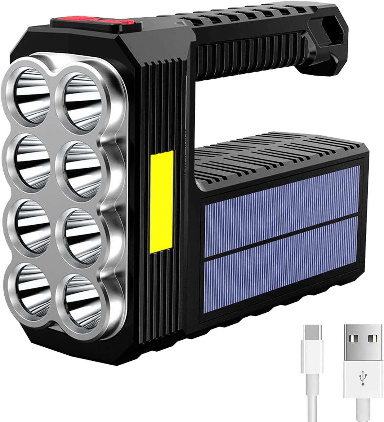 70% OFF Solar Flashlight Rechargeable 8 LED Handheld with COB Sidelight, High Lumens 3 Modes Searchlight
