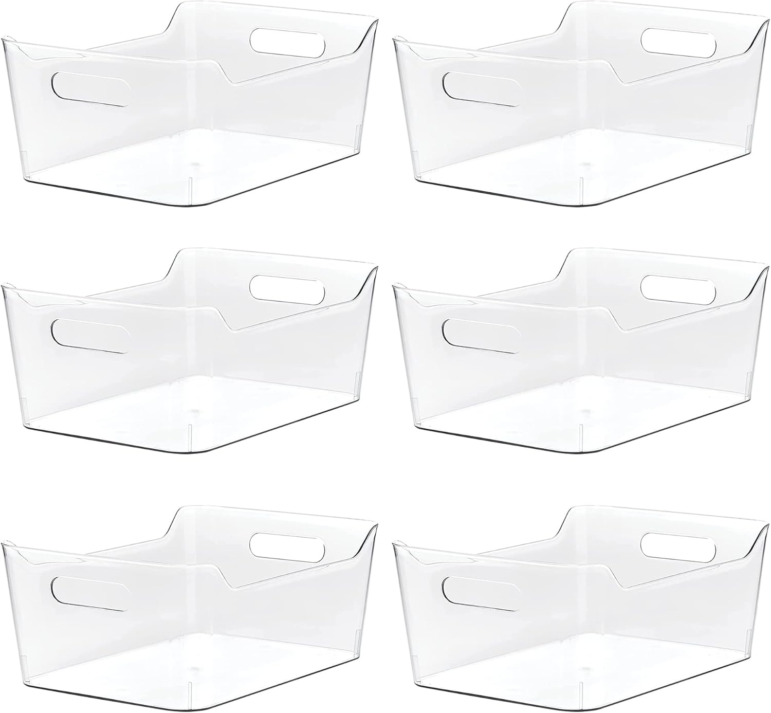 50% OFF Set of 6 Refrigerator Organizer Bins, Pantry Organization and Storage, Clear Plastic Stackable
