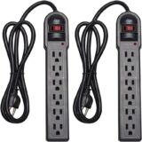 5% OFF 6-Outlet Surge Protector Power Strip 2-Pack, 900 Joules, 4-Foot Extension Cord