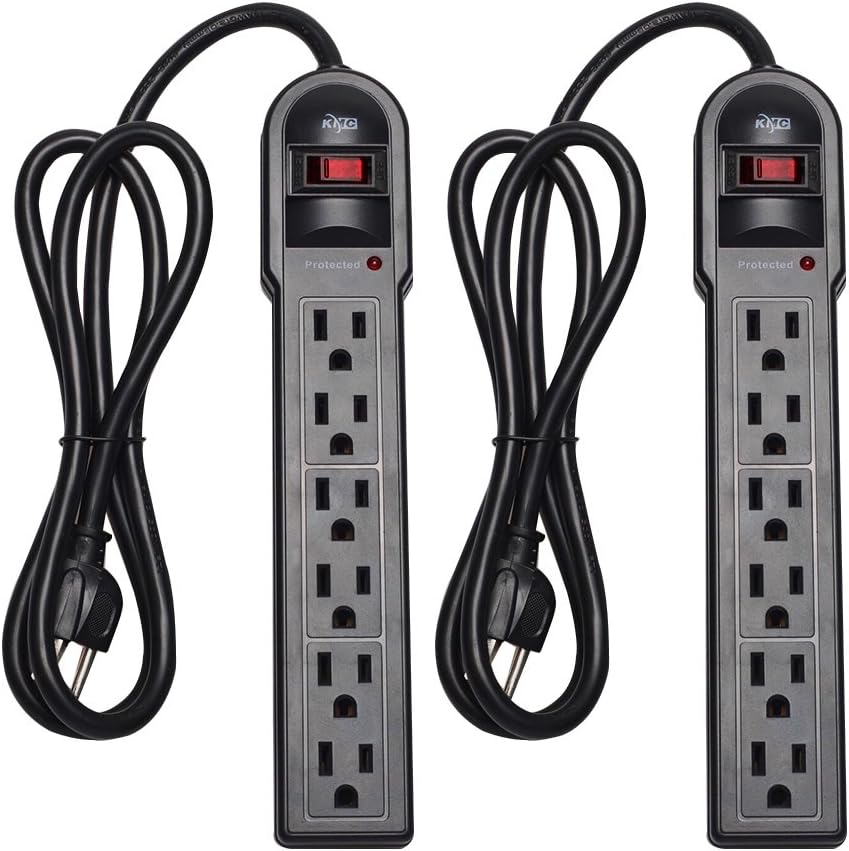 5% OFF 6-Outlet Surge Protector Power Strip 2-Pack, 900 Joules, 4-Foot Extension Cord