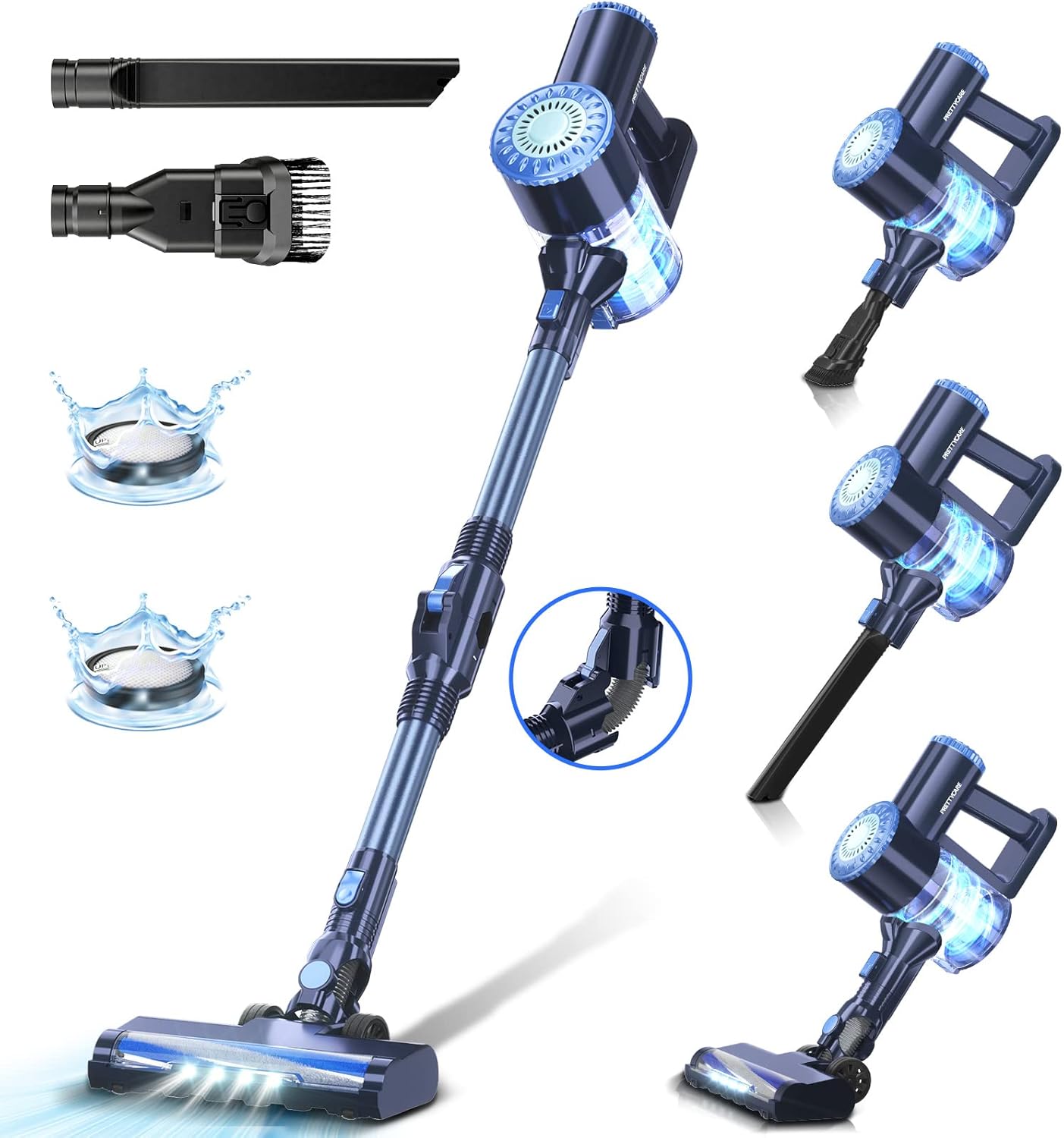60% OFF PRETTYCARE Cordless Vacuum Cleaner, 6 in 1 Lightweight Stick Vacuum Self-Standing with Powerful Suction
