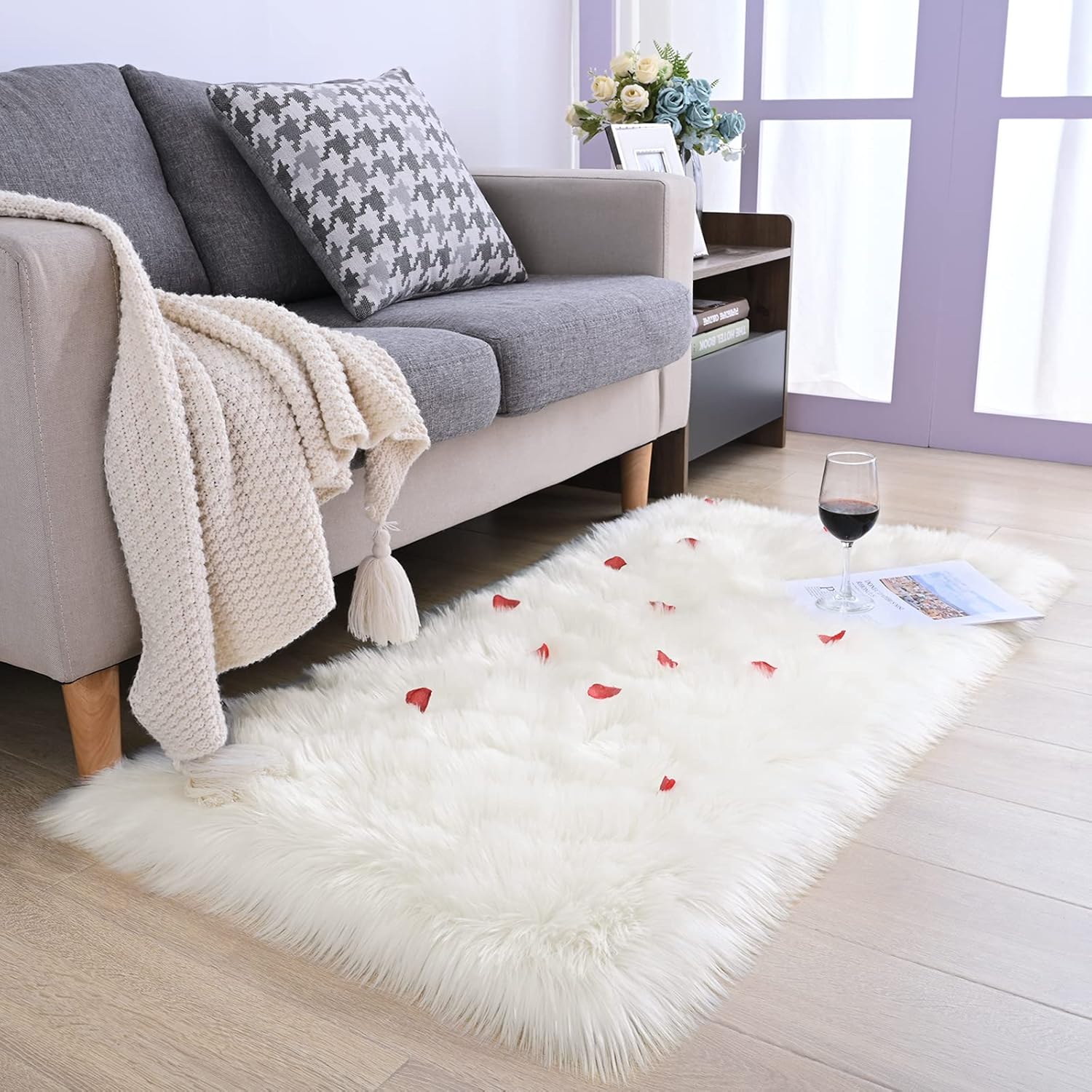 50% OFF Luxury Faux Sheepskin Fur Area Rug Soft Fluffy Rugs, Shag Plush Carpet Faux Fur Rug