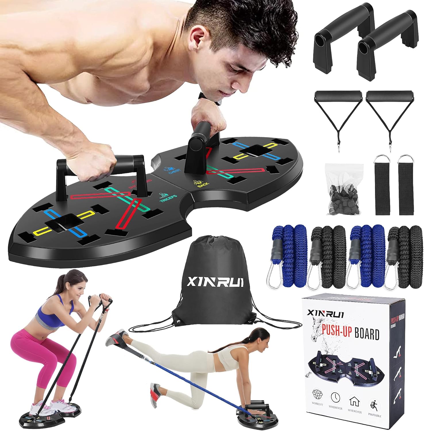55% OFF XINRUI Push Up Board, Portable Multi-Function Foldable 20 in 1 Push Up Bar