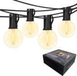 60% OFF Globe Outdoor String Lights 54Ft(2x27Ft) G40 Led Patio Lights with 28 Clear Shatterproof Bulbs