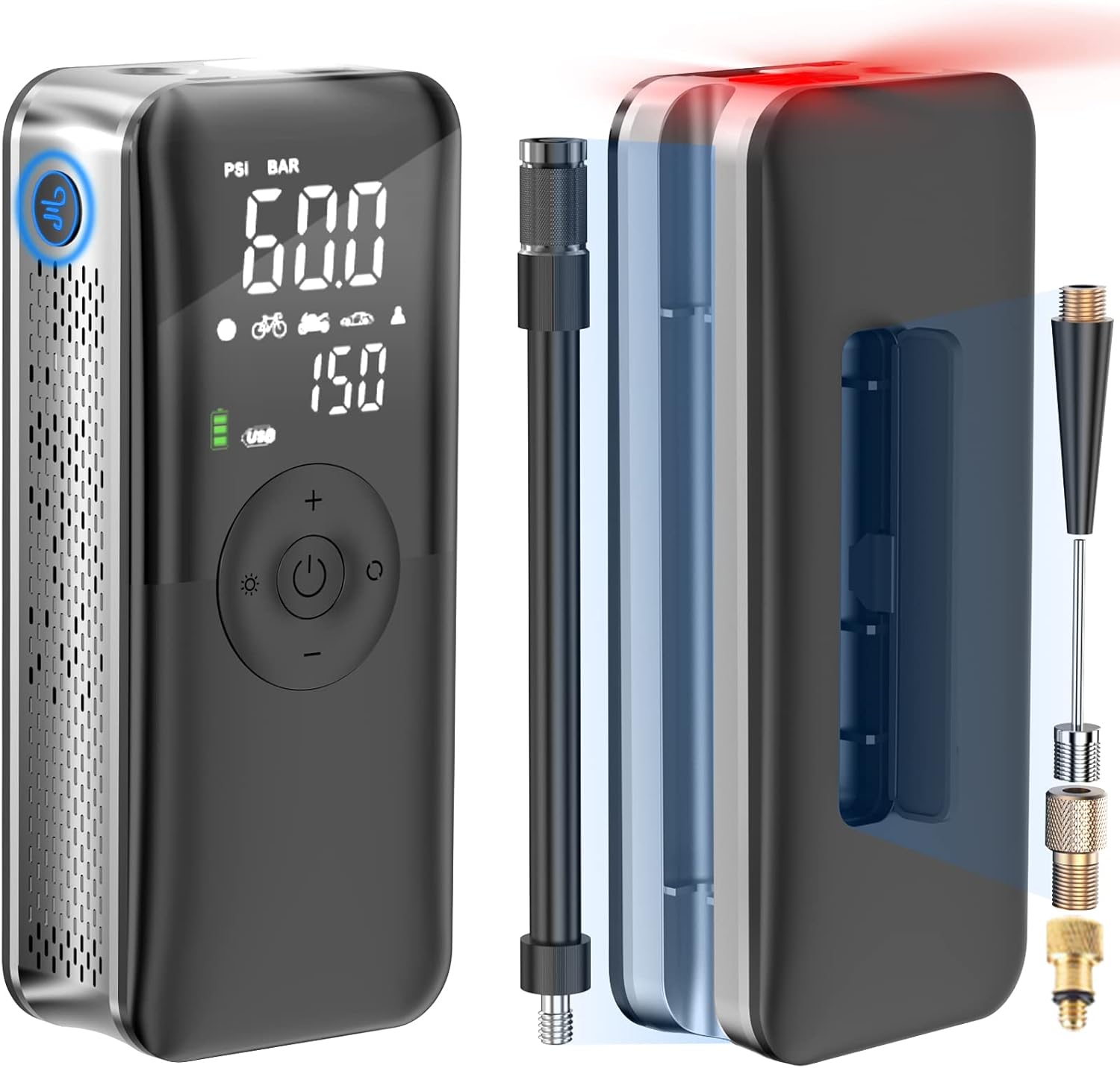 60% OFF USERCENT Tire Inflator Portable Air Pump for Bike Motorcycle Car, 150PSI 12V Mini Small Air Compressor