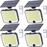 50% OFF Engrepo 4 Pack Solar Lights 208 LEDs Solar Powered Motion Sensor Light Security Waterproof