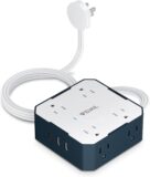 50% OFF Flat Plug Power Strip, WEIMIL 5Ft Ultra Thin Flat Extension Cord, 8 Widely Outlets