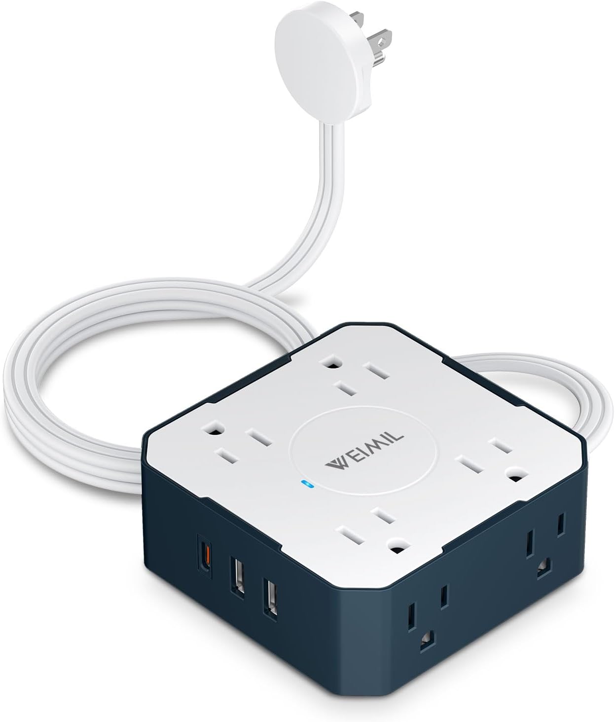 50% OFF Flat Plug Power Strip, WEIMIL 5Ft Ultra Thin Flat Extension Cord, 8 Widely Outlets