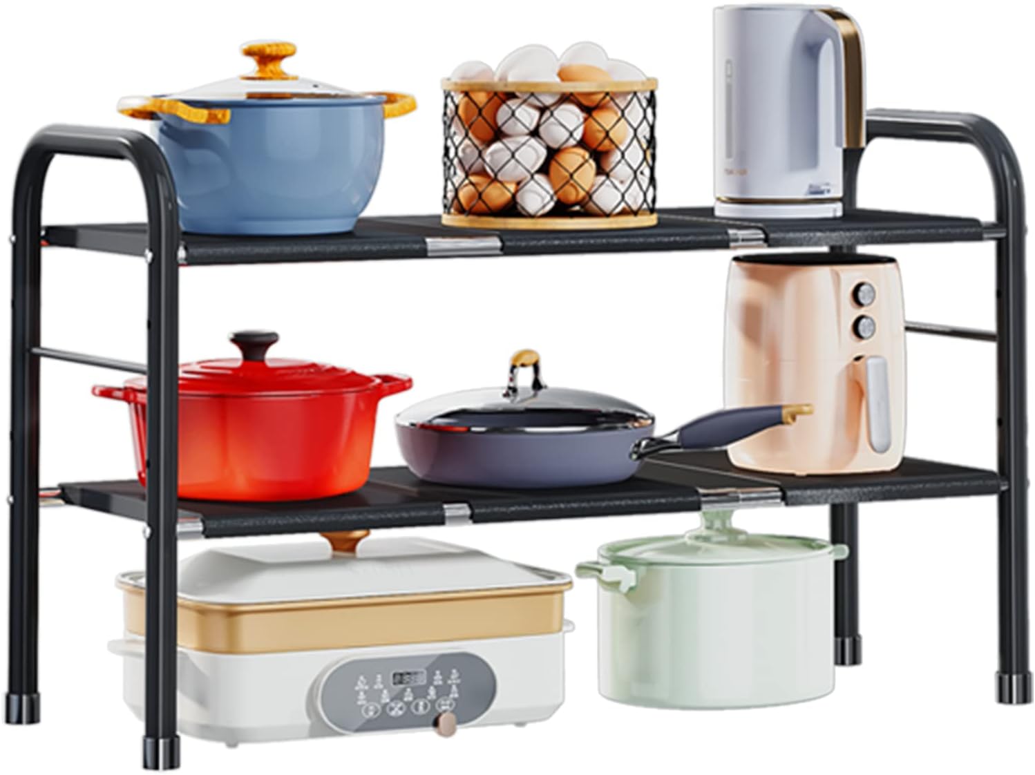 Simple Under Sink Kitchen Rack Expandable Cabinet Shelf Organizer Rack have 2-tier 6 pcs Removable Panels