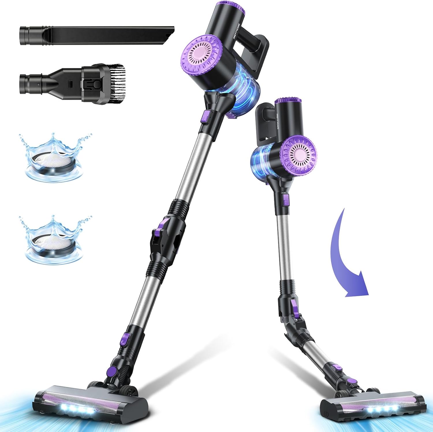 Cordless Vacuum Cleaner, 6 in 1 Lightweight Stick Vacuum Self-Standing with Powerful Suction