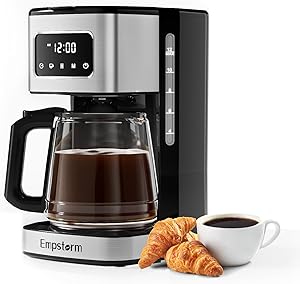 50% OFF Empstorm Programmable Coffee Maker,12 Cup Drip Coffee Machine with Glass Carafe