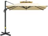 50% OFF Outsunny 10ft Cantilever Patio Umbrella with Base, Hanging Aluminum Offset Umbrella with 360° Rotation