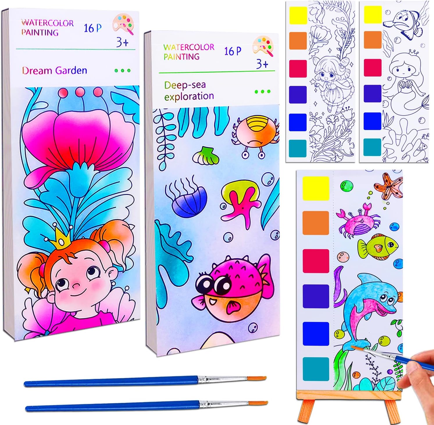 50%OFF JUNQIU 2 Pack Paint With Water Books for Kids Ages 4-8,