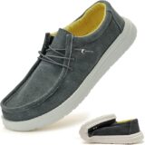 10%OFF Mens Slip-on Loafers Casual Shoes – Men Boat PonPom Shoes Canvas Lightweight Softsole Comfortable Walking Shoes