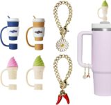 50%OFF 4 PCS Straw Cover Cap and 2 PCS Charm Chains Accessories for Stanley 30oz/40oz Tumbler