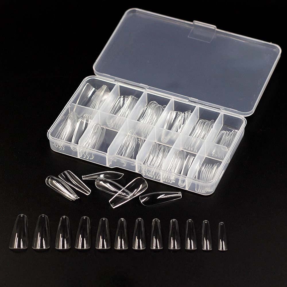50%OFF Coffin Nails Long Fake Nails – LRHINETAR Clear Professional Nail Tips
